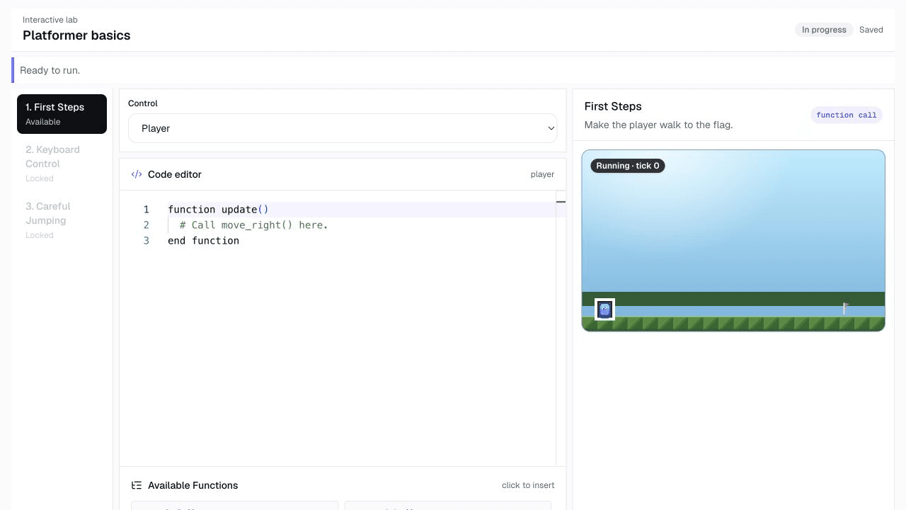 Gradepush interactive lab with a code editor, challenge, and prediction prompt